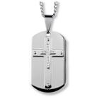 Men's West Coast Jewelry Stainless Steel And Crystal Triple Layer Cross Dog Tag Pendant, Size: