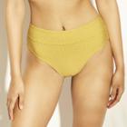 Women's High Leg Mid-rise Bikini Bottom - Sunn Lab Swim Saffron Dot