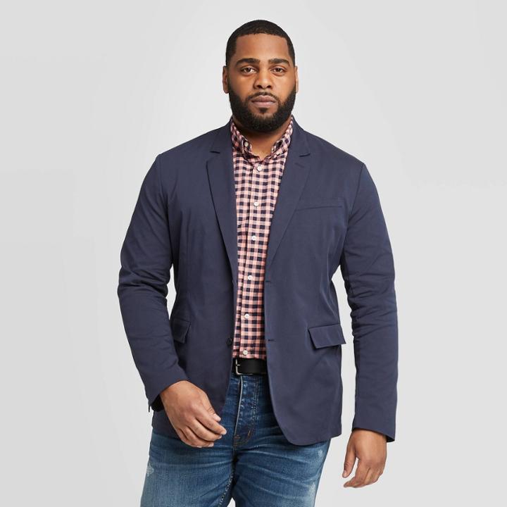 Men's Tall Standard Fit Chino Tech Blazer - Goodfellow & Co Midnight Blue