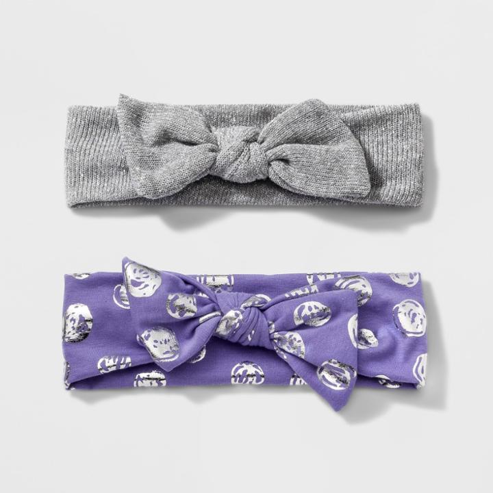 Girls' 2pk Shimmer Bow Headwrap - Cat & Jack Purple