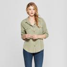 Target Women's Long Sleeve Soft Twill Shirt - Universal Thread Olive (green)