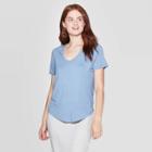 Women's Short Sleeve U-neck T-shirt - A New Day Blue