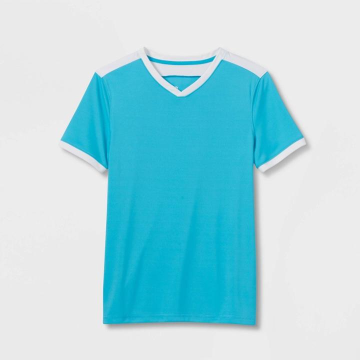 Boys' Short Sleeve Jersey T-shirt - All In Motion Turquoise Blue