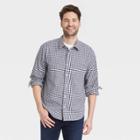 Men's Checked Casual Fit Poplin Long Sleeve Button-down Shirt - Goodfellow & Co Navy/check