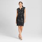 Women's Sequin Extended Shoulder V-neck Sheath Dress - Melonie T Black/silver