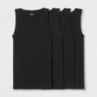 Men's Ribbed Tanks 4pk - Goodfellow & Co Black