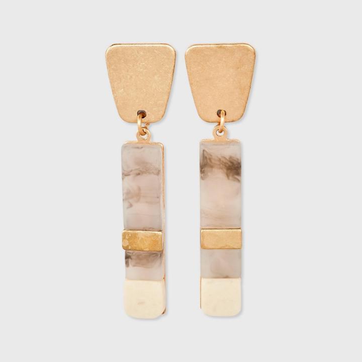 Trapeze Post Semi-precious Cream Opal Linear Drop Earrings - Universal Thread Cream, Ivory