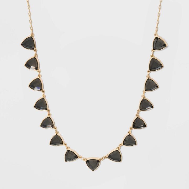 Triangle Stone Frontal Necklace - A New Day Gray, Women's,