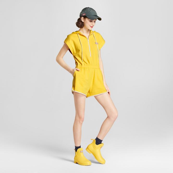 Hunter For Target Women's Hooded Short Sleeve Romper - Yellow