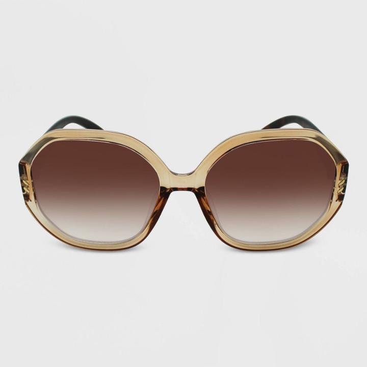 Women's Crystal Tortoise Shell Print Geo Sunglasses - Wild Fable Beige