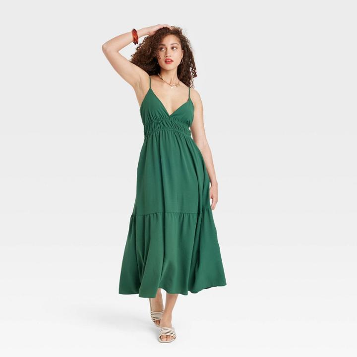 Women's Sleeveless Tie-back Dress - A New Day Green