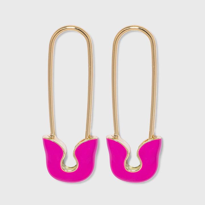 Sugarfix By Baublebar Enamel Safety Pin Drop Earrings - Pink