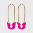 Sugarfix By Baublebar Enamel Safety Pin Drop Earrings - Pink