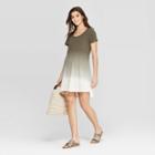 Women's Short Sleeve Scoop Neck At Knee T-shirt Dress - Universal Thread Olive