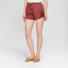 Women's Embroidered Frayed Shorts - Knox Rose Wine (red)