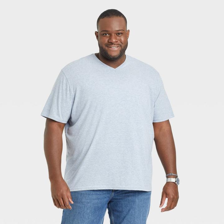 Men's Big & Tall Standard Fit Short Sleeve V-neck T-shirt - Goodfellow & Co Blue