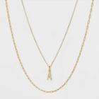 14k Gold Plated Crystal Initial 'a' Pendant Chain Necklace - A New Day Gold