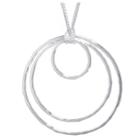 Target Silver Plated Brass Multi Row Chain 3 Open Hammered Circle Necklace (18), Women's,