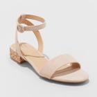 Women's Winona Glitter Wide Width Ankle Strap Sandals - A New Day Blush 9w,