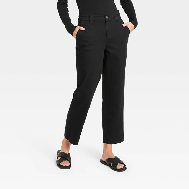 Women's High-rise Straight Leg Ankle Pants - A New Day Black