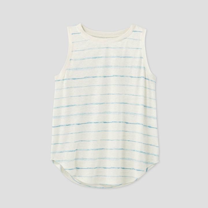 Women's Plus Size Striped Linen Tank Top - Ava & Viv Cream 1x, Women's, Size: