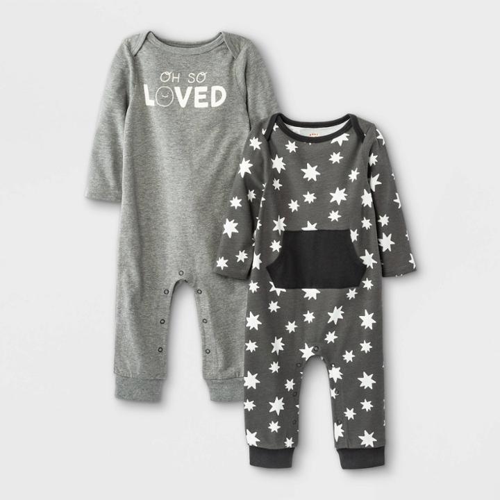 Baby Boys' 2pk 'oh So Loved' Romper - Cat & Jack Light Cream Newborn, Ivory