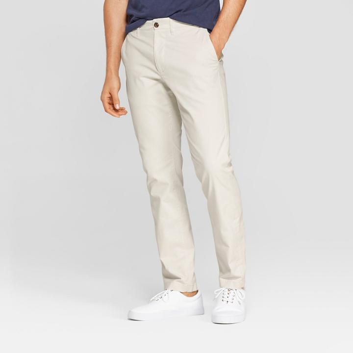 Men's 34 Regular Straight Fit Chino Pants - Goodfellow & Co Cream