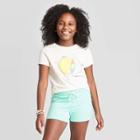 Petitegirls' Short Sleeve Sun And Rain Graphic T-shirt - Cat & Jack Cream Xs, Girl's, Beige