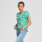 Women's Floral Vintage Crew Short Sleeve T-shirt - A New Day Green