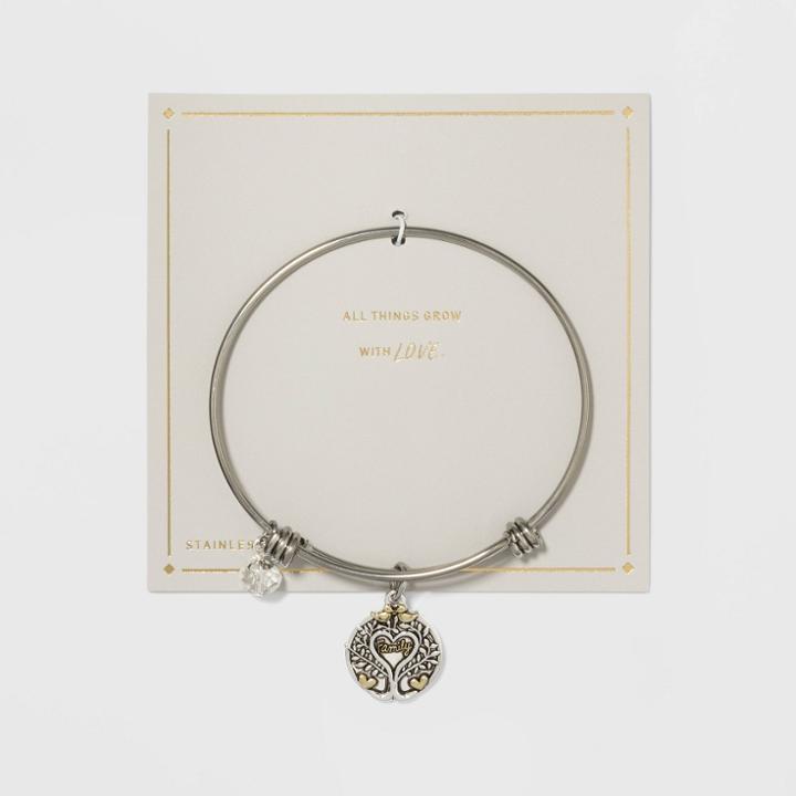 Target Stainless Steel All Things Grow With Love Expandable Bangle Bracelet -