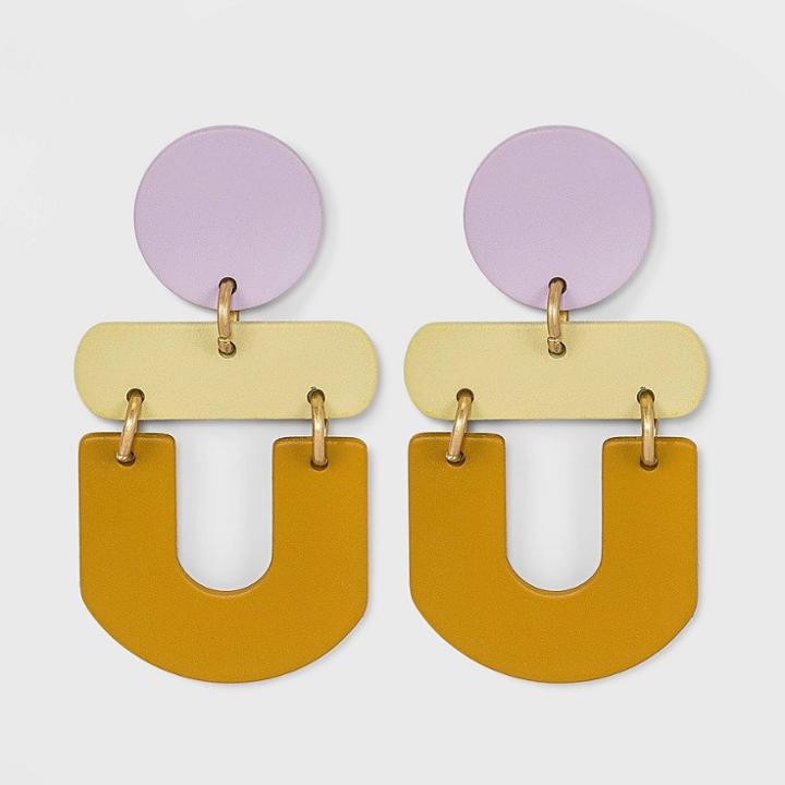 Flat Geometric Sprayed Drop Earrings - Universal Thread Pale