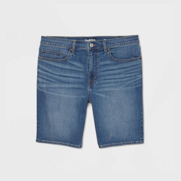 Men's Big & Tall 10.5 Slim Fit Jean Shorts - Goodfellow & Co Medium Blue