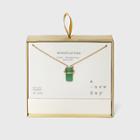 Silver Plated Aventurine Stone With Gold Finish Necklace - A New Day Green