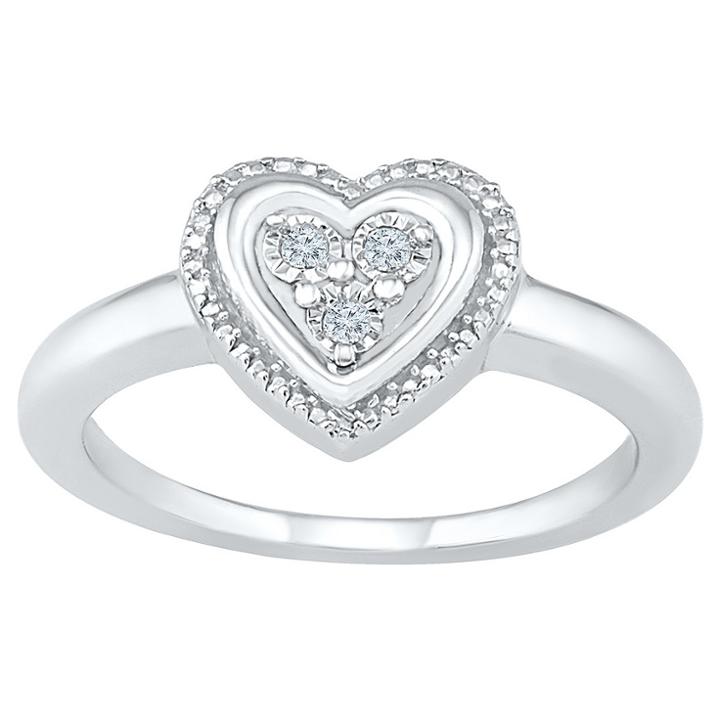 Target Diamond Accent Round White Diamond Heart Ring In Sterling Silver (i-j,i2-i3) (size