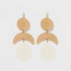 Circle, Moon And Matte Spray Teardrop Drop Earrings - Universal Thread Ivory, Women's