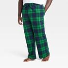 Men's Big & Tall Plaid Microfleece Pajama Pants - Goodfellow & Co Dark Green