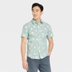 Men's Short Sleeve Button-down Shirt - Goodfellow & Co Aqua Green