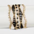 Beaded Seedbead Bracelet - A New Day Gold/black/white,