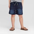 Toddler Boys' Waist Jean Shorts - Cat & Jack Dark Wash 12m, Toddler Boy's, Blue