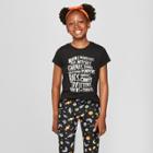 Girls' Short Sleeve Halloween Tricks And Treats T-shirt - Cat & Jack Black