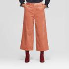Women's High-rise Wide Leg Cropped Corduroy Pants - A New Day Brown