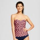 Clean Water Cleanwater Women's Tile Print Bandeau Tankini - Red Multi L,