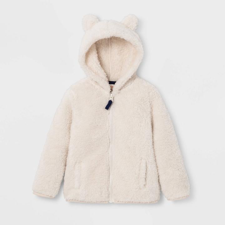 Toddler Sherpa Lined Zip-up Hoodie - Cat & Jack White 12m, Toddler Unisex