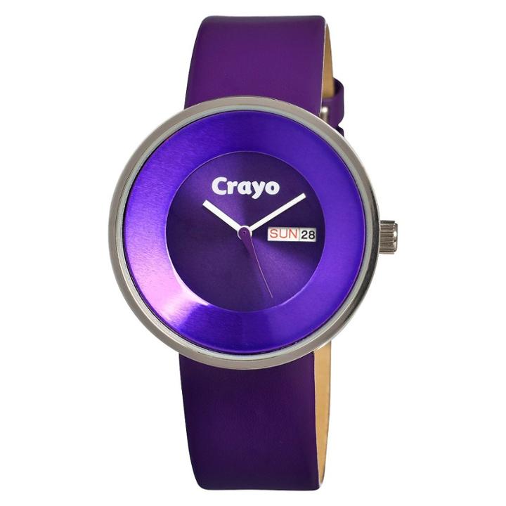Women's Crayo Button Watch With Day And Date Display - Purple