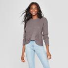 Women's Long Sleeve Twist Front Pullover Sweater - Xhilaration Charcoal (grey)