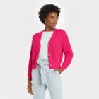 Women's Open Neck Button-front Cardigan - A New Day Pink