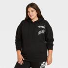 Women's Sailor Moon Plus Size Hooded Graphic Sweatshirt - Black