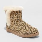 Petitewomen's Bellina Wide Width Leopard Print Suede Short Boots - Universal Thread Brown 7w, Women's,