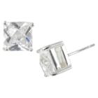 Distributed By Target Sterling Silver Cubic Zirconia Princess Heavy Setting Earrings, Women's