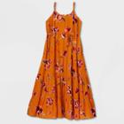 Women's Plus Size Floral Print Sleeveless Tiered Maxi Sundress - Ava & Viv Orange X